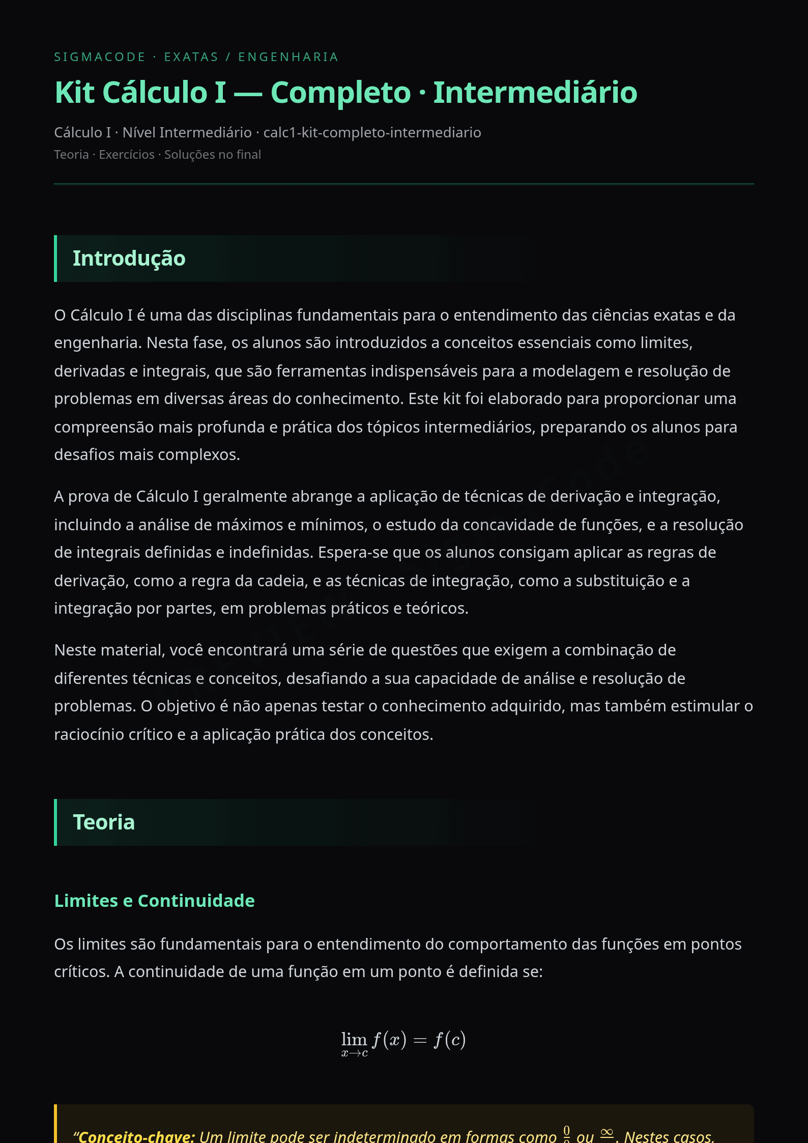 Prévia do PDF — Kit Cálculo I — Completo · Intermediário